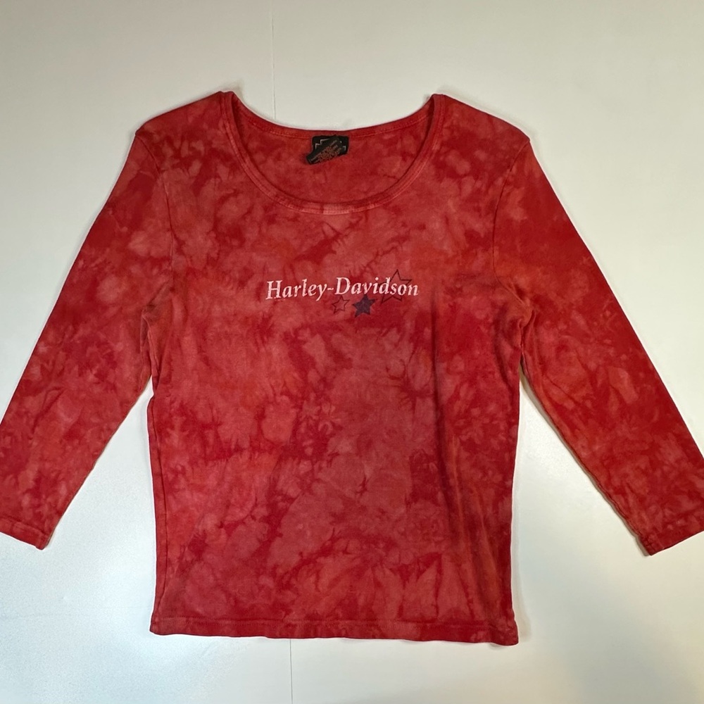Harley Davidson Womans XL Rossiters Long Sleeve Shirt Red Myrtle Beach‎ SC